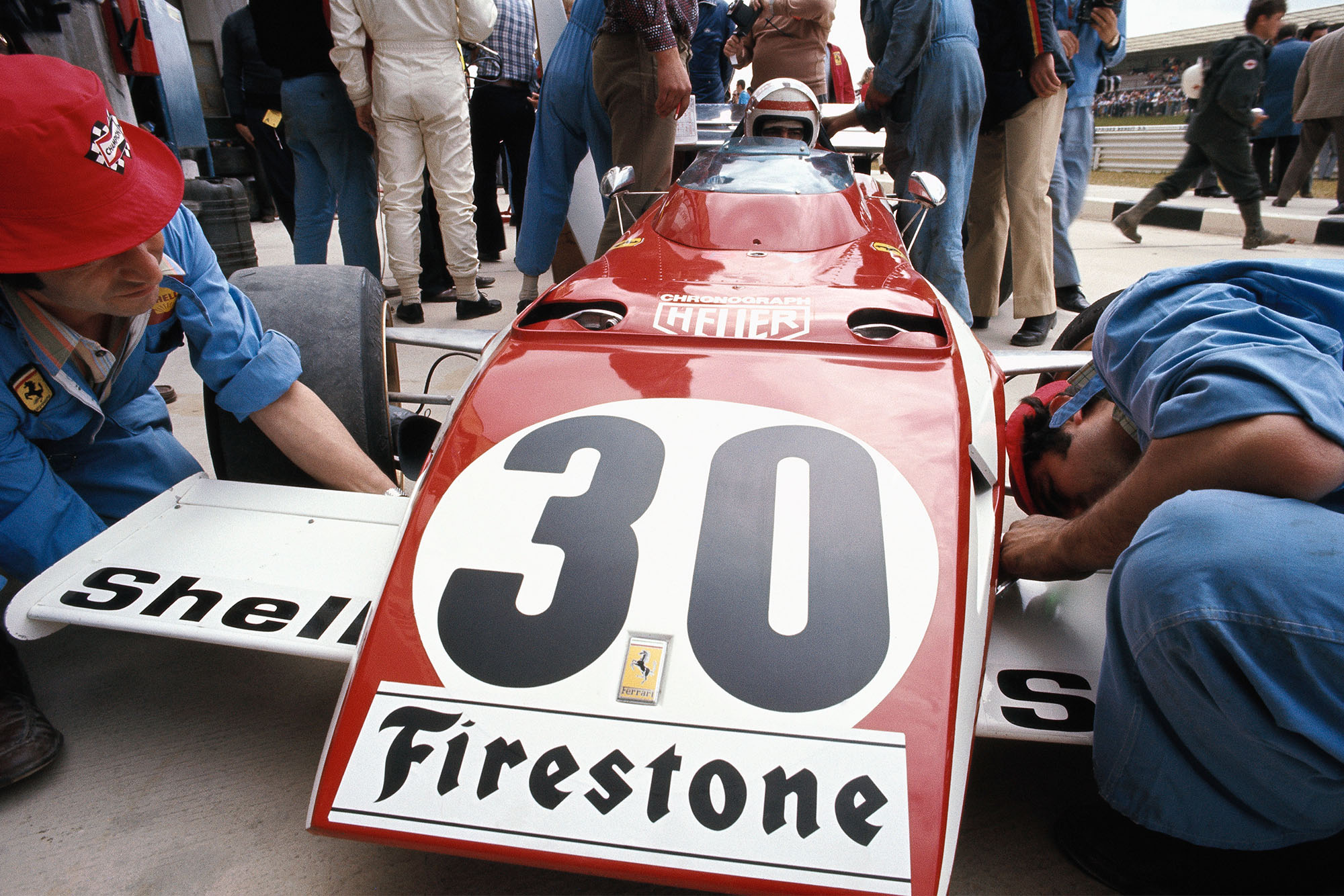 Clay Regazzoni in his Ferrari at the 1972 Belgian Grand Prix.