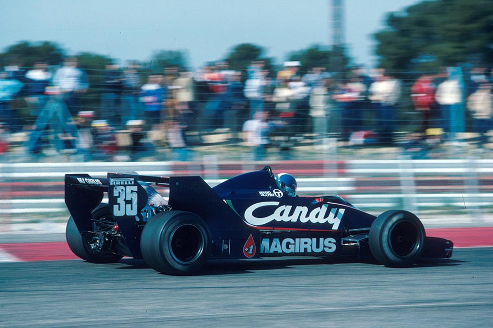 Derek Warwick in his Toleman TG183B.