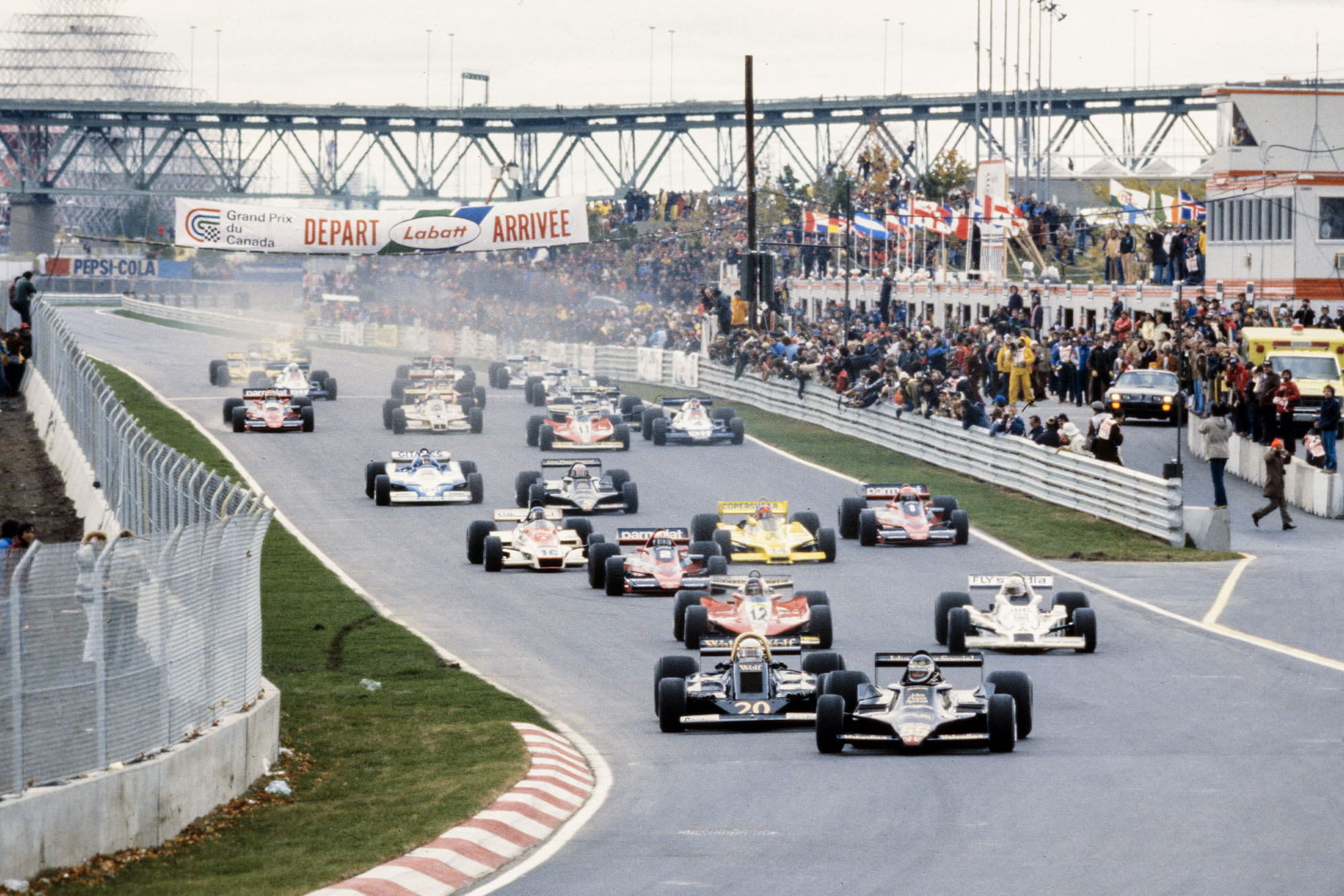 Jean-Pierre Jarier leads the field at the start of the 1978 Canadian Grand Prix, Montreal.