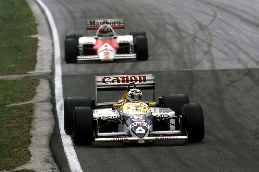 Nelson Piquet leads Keke Rosberg.