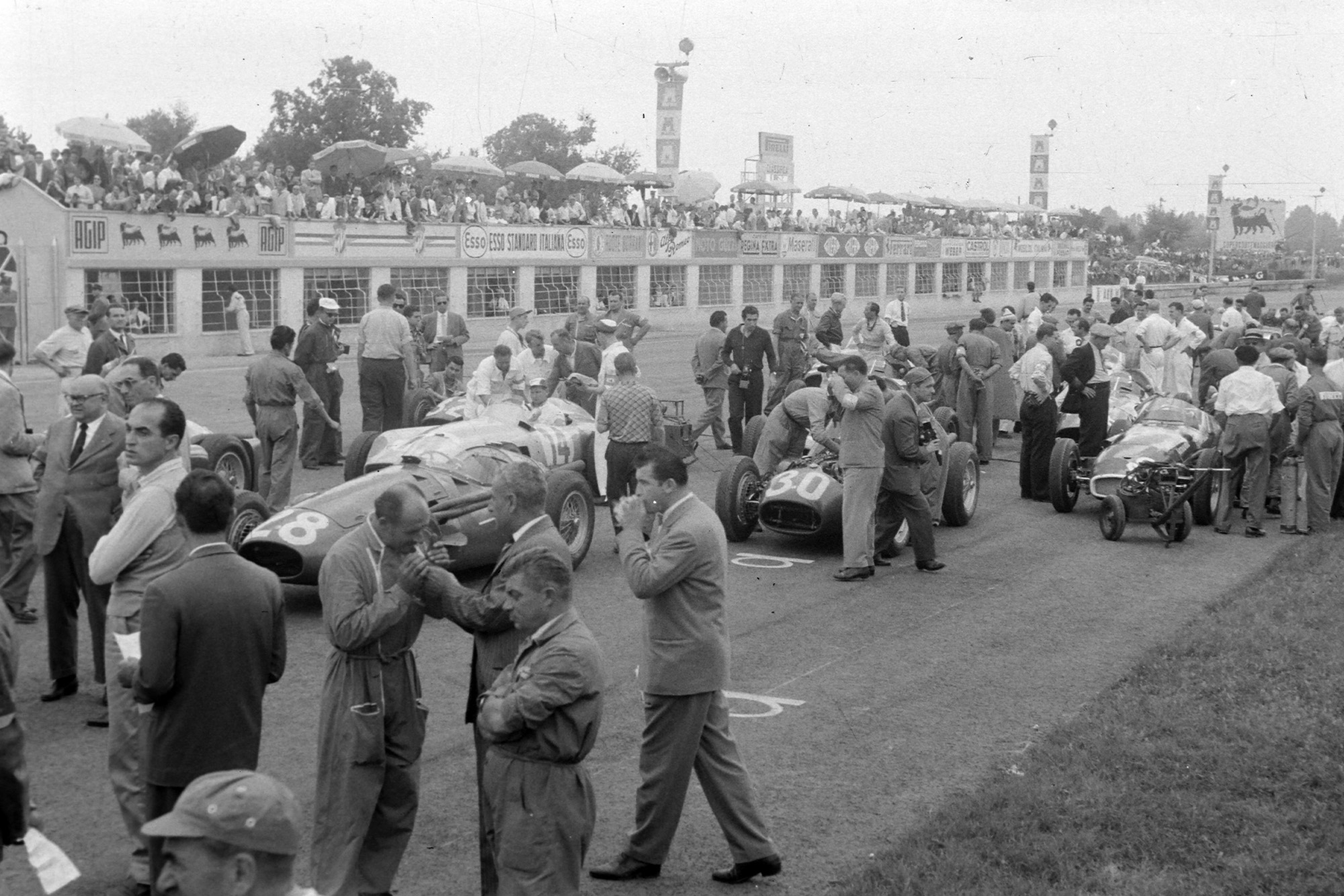 Cars line up on the grid