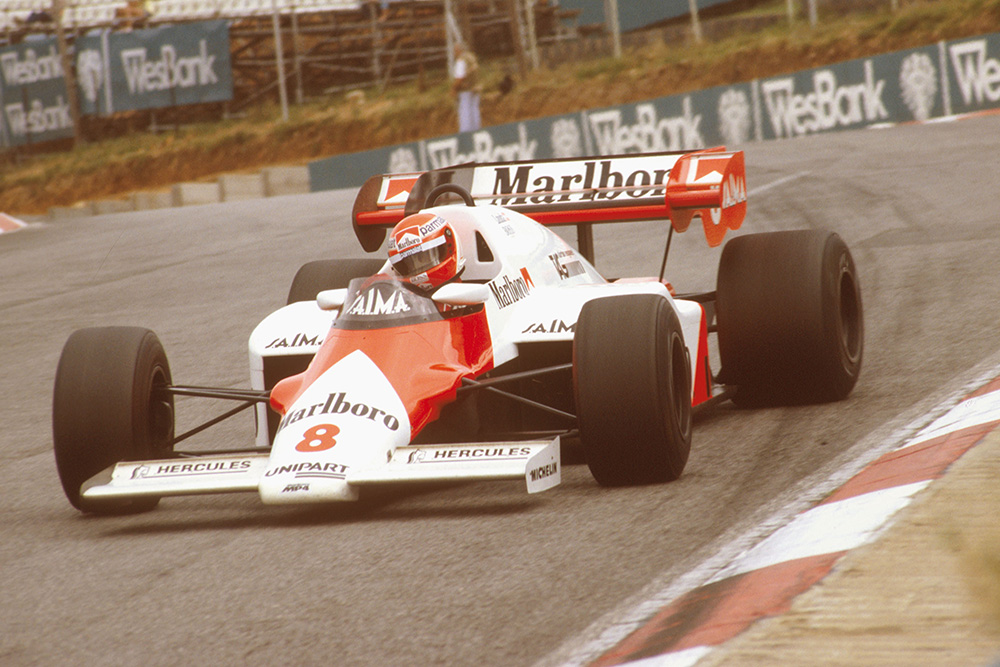 Niki Lauda in a McLaren MP42 TAG Porsche, went on to take 1st place.