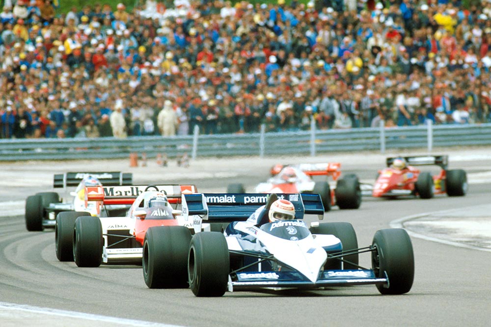 Nelson Piquet lead the pack in a Brabham BT53.