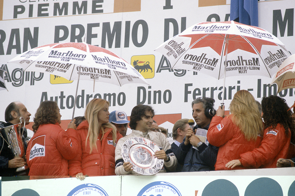 Nelson Piquet on the podium.