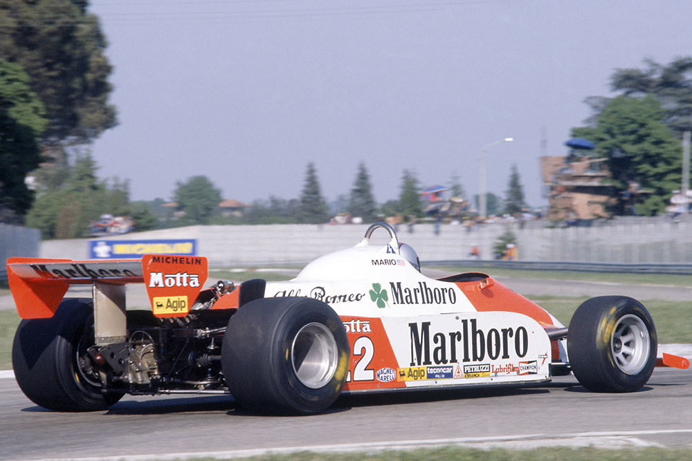 Mario Andretti retired in his Alfa Romeo 179C.