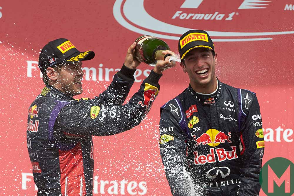 Race-winner Daniel Ricciardo on the podium at the 2014 Canadian Grand Prix