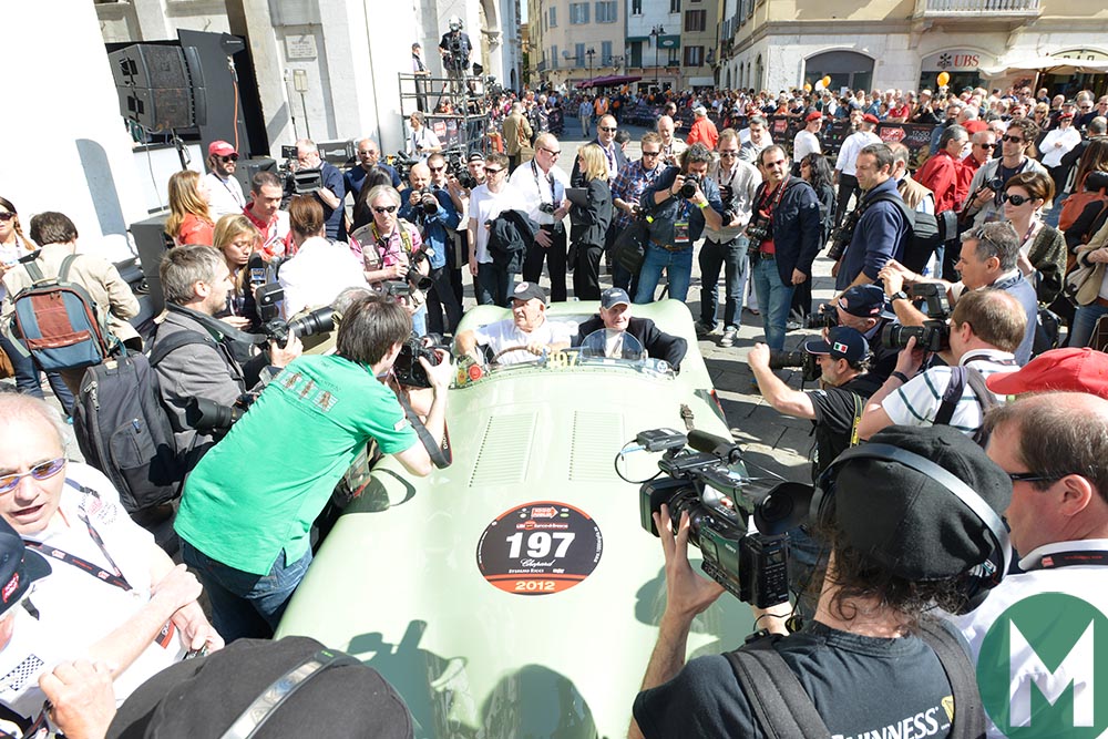 Norman Dewis and Stirling Moss at the 2012 Mille Miglia