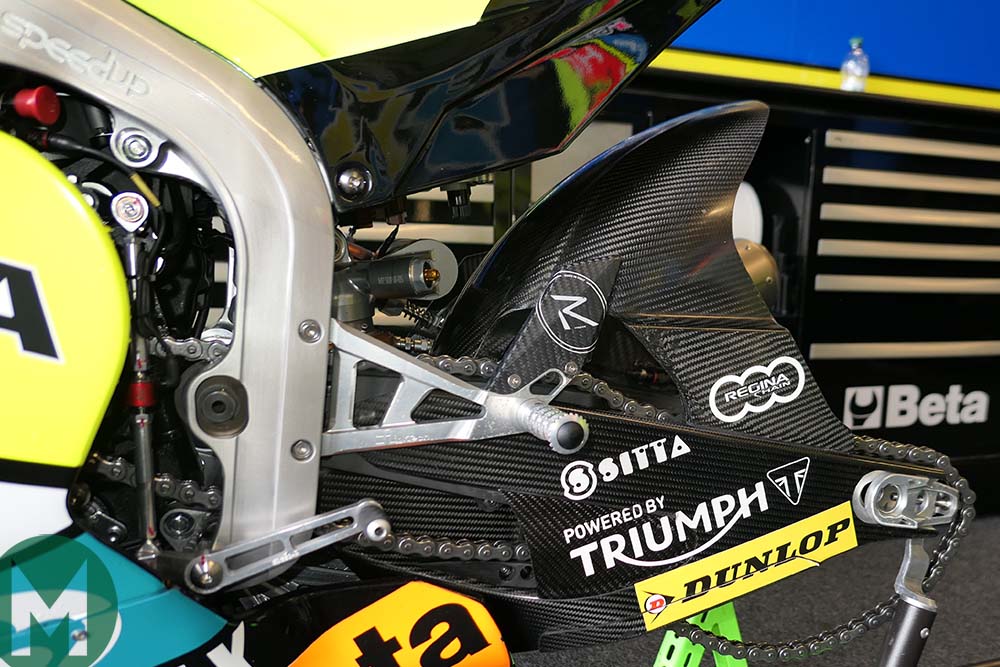 The Speed Up's carbon-fibre swingarm