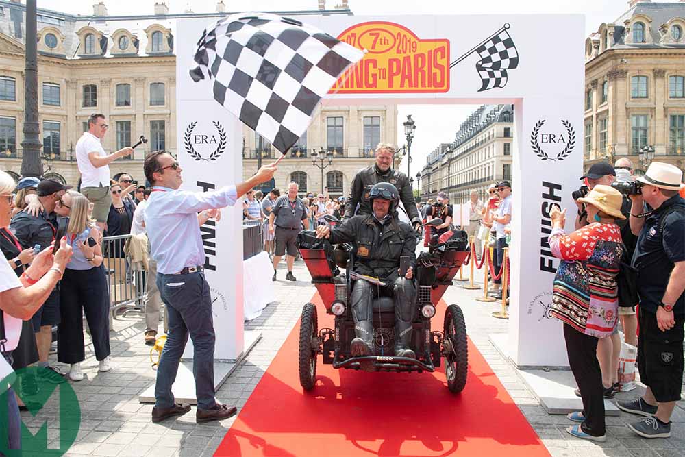 2019 Peking to Paris rally finish - Competitors make the end of the 8500-mile Peking to Paris test