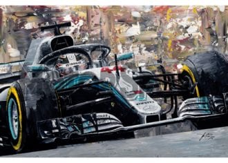 Product image for Lewis Hamilton- Mercedes W09 - 2018 | David Johnson | Limited Edition print