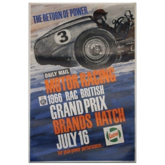 Product image for F1 | British Grand Prix – 1966 – Brands Hatch | original vintage poster