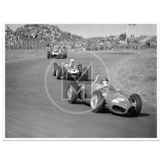 Product image for 1961 Dutch Grand Prix | Richie Ginther (Ferrari) | Stirling Moss (Lotus) | Bruce McLaren (Cooper) | Photograph