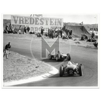 Product image for 1961 Dutch Grand Prix | Richie Ginther (Ferrari) leads Stirling Moss (Lotus) | Photograph