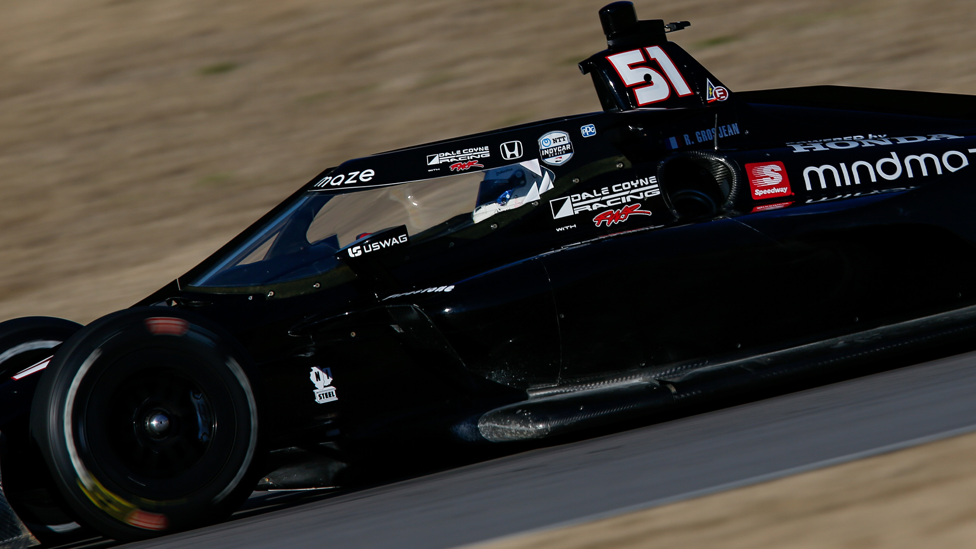 Romain Grosjean on track during his 2021 Indycar test