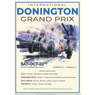 Product image for Nuvolari & Auto Union | Donington Grand Prix 1938 Poster | By John Ketchell