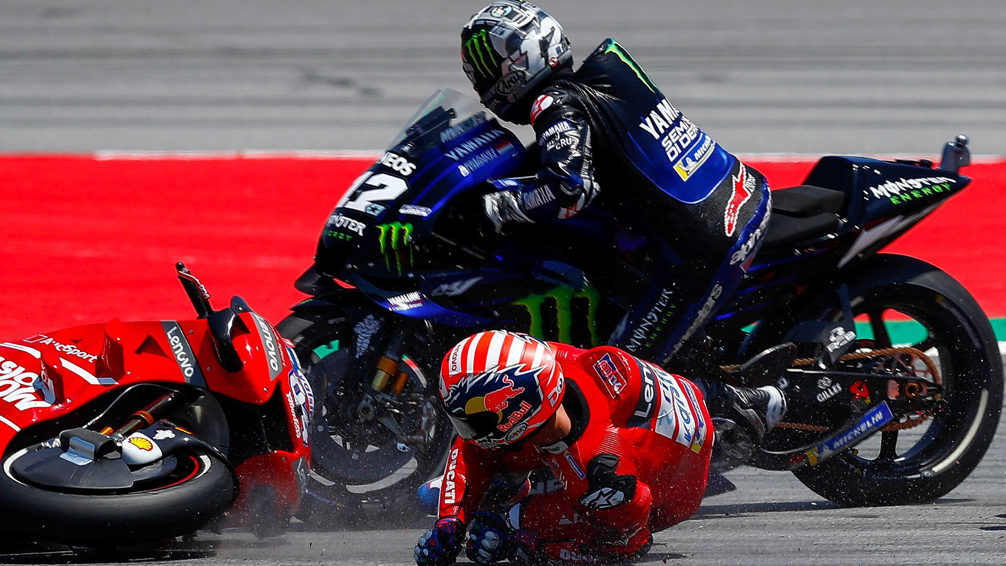 Dovizioso and Vinales crash at Catalunya 2019