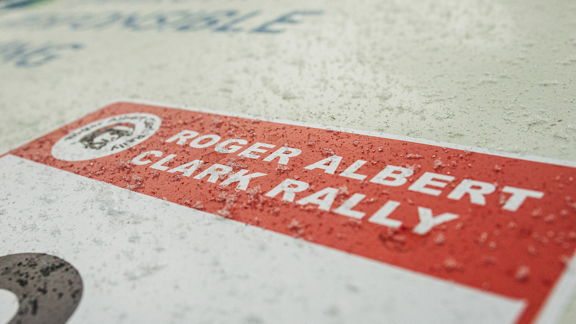 Snow on bonnet of Roger Albert Clark Rally car