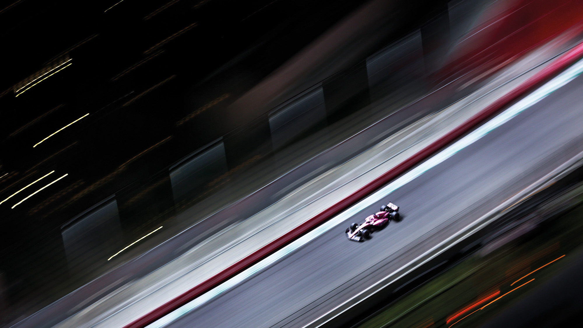 Overhead view of Fernando Alonso in Alpine F1 car