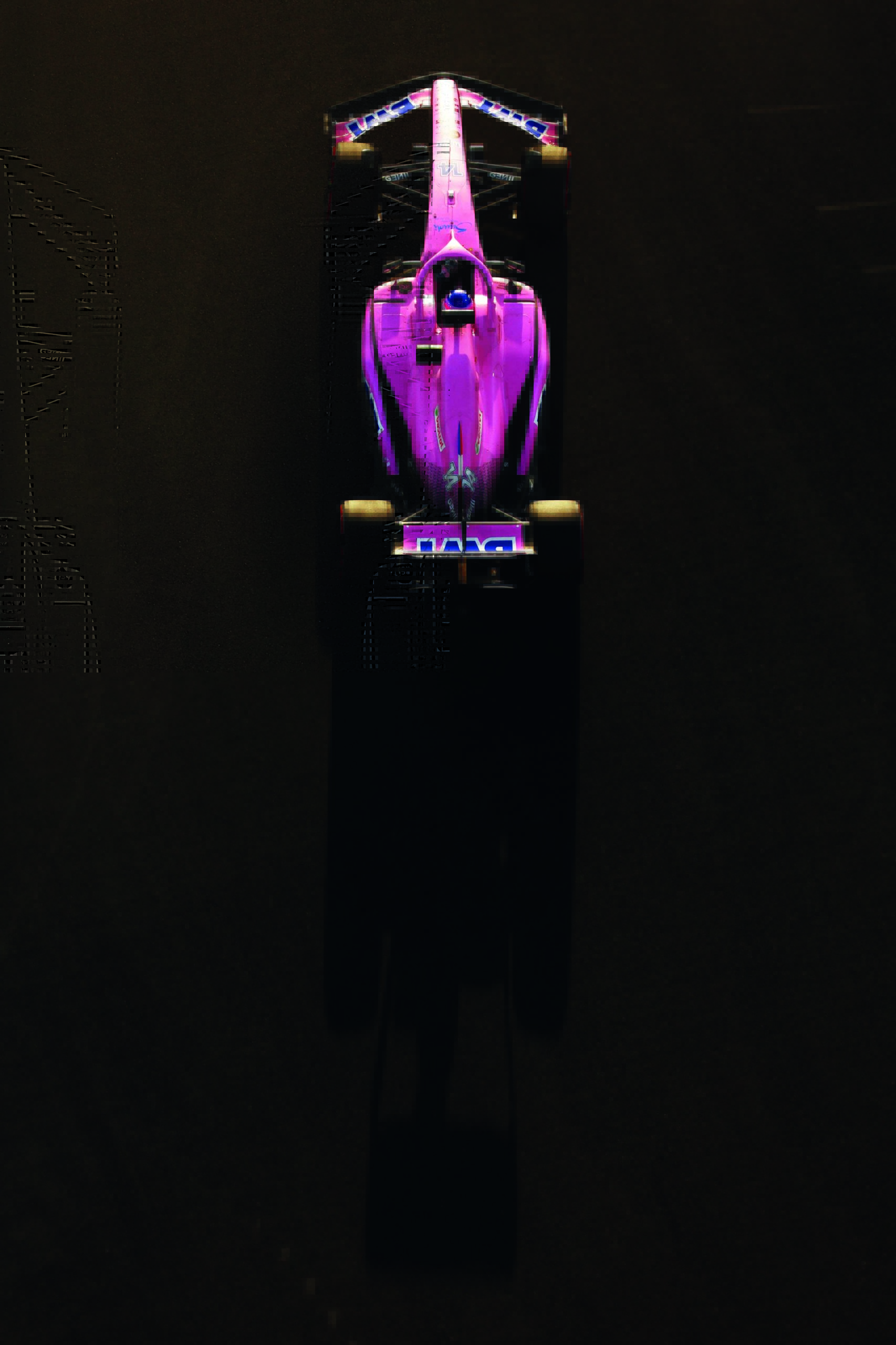 Overhead-view-of-pink-Alpine-F1-car
